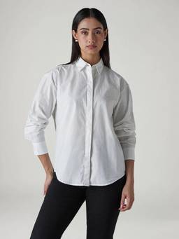Levi's - White Women's Solid Relaxed Fit Shirt