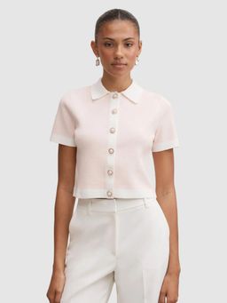 Forever New - Pink Farah Knitted Button Through T-Shirt