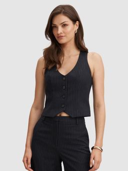 Forever New - Navy Blue Paloma Pinstripe Waistcoat