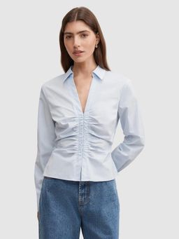 Forever New - Blue Ainsley Gathered Shirt