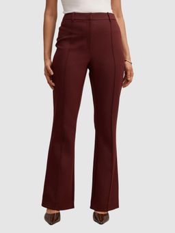 Forever New - Maroon Melanie Pintuck Flare Trousers