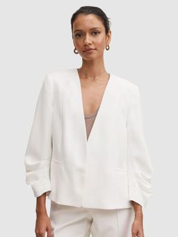 Forever New - White Keely Petite Ruched Jacket