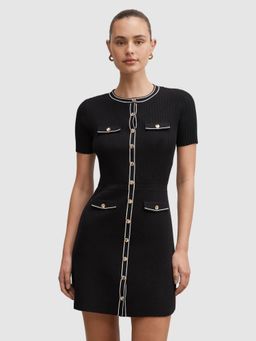 Forever New - Black Isobella Tipped Knit Mini Dress