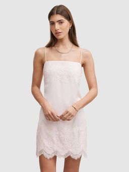 Forever New - Pink Haven Lace Trim Mini Dress