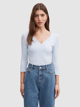 Forever New - Blue Tia V Neck 3/4 Sleeve Top