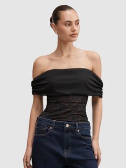 Forever New - Black Lily Lace Bardot Top