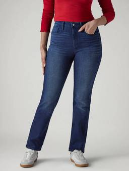 Levi's - Women's 724 Dark-Blue Slim Straight Fit High Rise Redloop Jeans