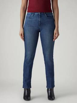 Levi's - Women's 724 Blue Slim Straight Fit High Rise Redloop Jeans
