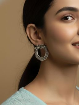 Gahan - Women Oxidized Silver Plated Elephant Design Drop Earrings