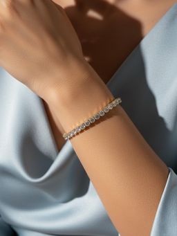 Gahan - Women Gold Plated CZ Stones Rectangular Cut Tennis Bracelet