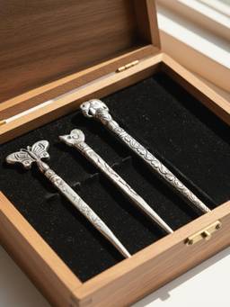 Gahan - Womens Pack of 3 Assorted Oxidised German Silver Juda Hair Stick