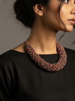Gahan - Women Vintage Braided Beads Multi Coloured Necklace