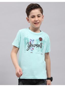 Monte Carlo - Boys Blue Printed Round Neck Half Sleeve T-Shirt