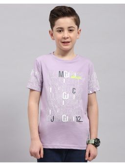 Monte Carlo - Boys Lavender Printed Round Neck Half Sleeve T-Shirt