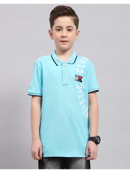 Monte Carlo - Boys Blue Printed Polo Collar Half Sleeve Polo T-Shirt
