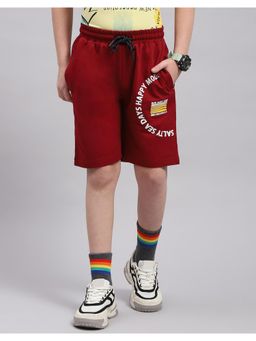 Monte Carlo - Boys Maroon Printed Regular Fit Bermuda Shorts