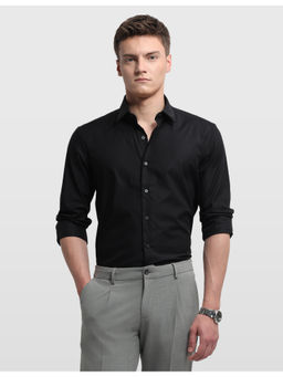 Arrow Newyork - Black Cotton Full Sleeves Slim Fit Solid Shirt