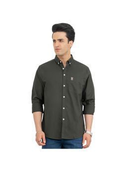 Red Tape - Olive Cotton Full Sleeves Regular Fit Solid Shirt