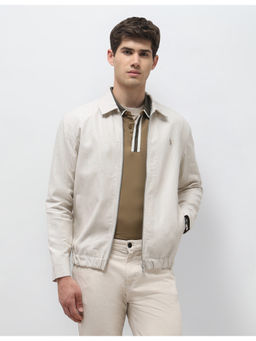 U.S. POLO ASSN. - Beige Linen Full Sleeves Regular Fit Solid Bomber