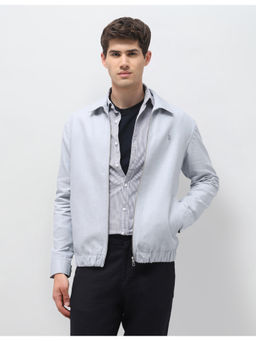 U.S. POLO ASSN. - Grey Linen Full Sleeves Regular Fit Solid Bomber