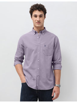 U.S. POLO ASSN. - Purple Cotton Full Sleeves Tailored Fit Solid Shirt