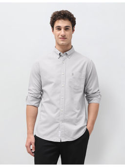U.S. POLO ASSN. - Grey Cotton Full Sleeves Tailored Fit Solid Shirt