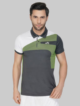 Vector X - Grey Polyester Regular Fit Sports Polo T-shirt For Men