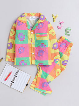 Hopscotch - Unisex Multi Coloured All-Over Doughnut Print Shirt and Pajama