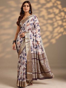 Libas - Women Multi-Color Printed Woven Design Silk Blend Saree with Unstitched Blouse