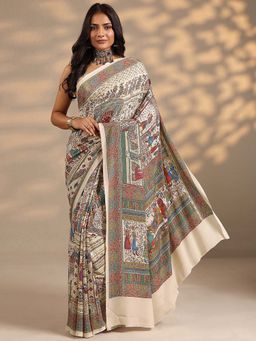 Libas - Women Multi-Color Printed Silk Blend Saree with Unstitched Blouse