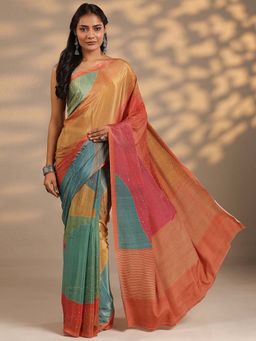 Libas - Women Multi-Color Printed Silk Blend Saree with Unstitched Blouse