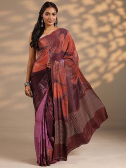 Libas - Women Multi-Color Floral Printed Silk Blend Saree with Unstitched Blouse