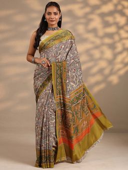 Libas - Women Multi-Color Paisley Printed Silk Blend Saree with Unstitched Blouse