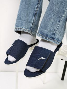ZEESH - Men Bluewash Denim Blue Sliders