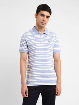 Levi's - Men Lavender Striped Slim Fit Polo T-Shirt