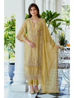 Autumnlane - Luna Yellow Embroidered Kurta with Pant and Dupatta (Set of 3)