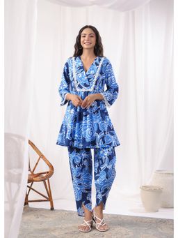 Autumnlane - Harshini Sapphire Printed Cotton Co-Ord (Set of 2)