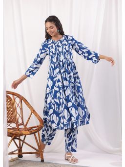 Autumnlane - Harshini Cobalt Blue Printed Cotton Kurta and Pant (Set of 2)