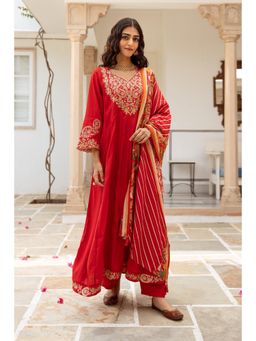 Autumnlane - Mani Fiery Full Work Anarkali Kurta with Pant and Dupatta (Set of 3)