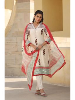Autumnlane - Suman Rangi Printed Cotton Kurta with Pant and Dupatta (Set of 3)