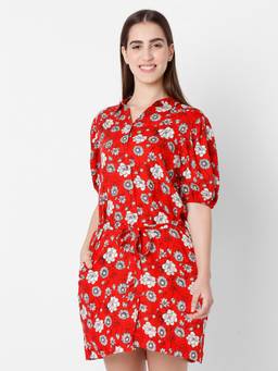 Spykar - Red Cotton Regular Fit Dress for Women