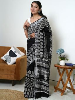 Teejh - Sita Linen Saree with Unstitched Blouse