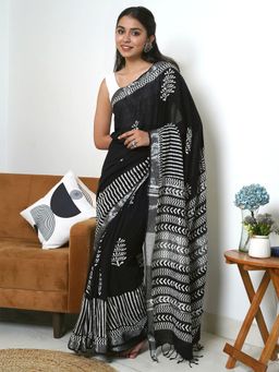 Teejh - Radha Linen Saree with Unstitched Blouse