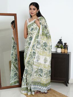 Teejh - Anakha Linen Saree with Unstitched Blouse