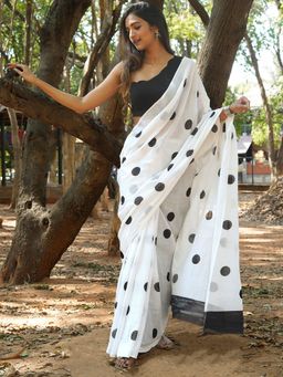 Teejh - Aruhi Mulmul Cotton Saree with Unstitched Blouse