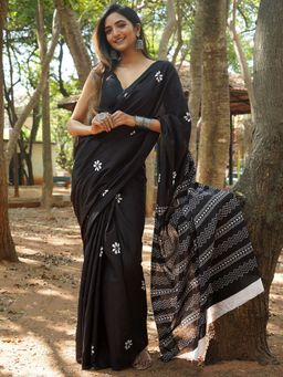 Teejh - Shakuntala Mulmul Cotton Saree with Unstitched Blouse