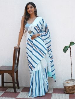 Teejh - Jyoti Mulmul Cotton Saree with Unstitched Blouse