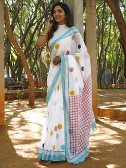 Teejh - Sarita Mulmul Cotton Saree with Unstitched Blouse