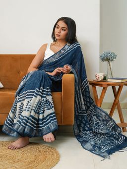 Teejh - Coastal Linen Saree with Unstitched Blouse