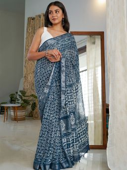 Teejh - Velvet Nightfall Saree with Unstitched Blouse